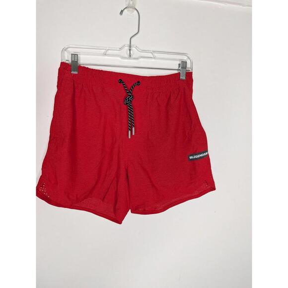 LEGENDS Other - Legends Shorts Mens Medium Red 5 Inch Mesh Athletic Drawstring Running Gym